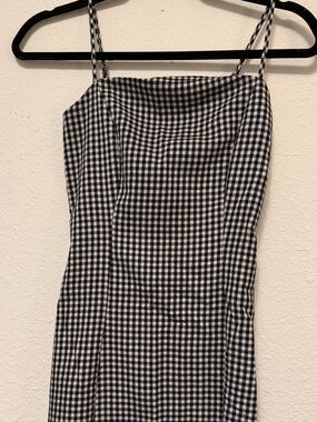 Black and White Gingham Spaghetti-Strap Women's Skirt